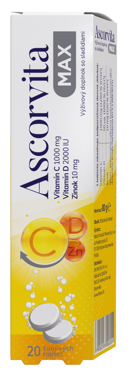 Ascorvita MAX vitamín C, D a zinok